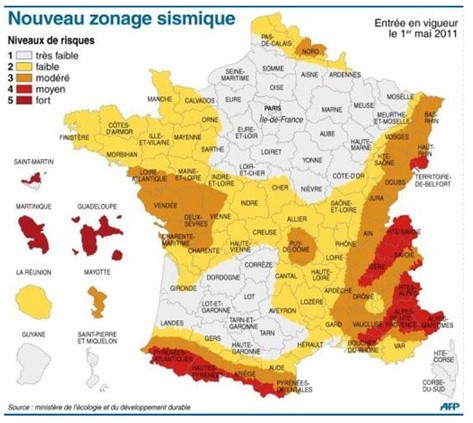 Carte France zones sismiques