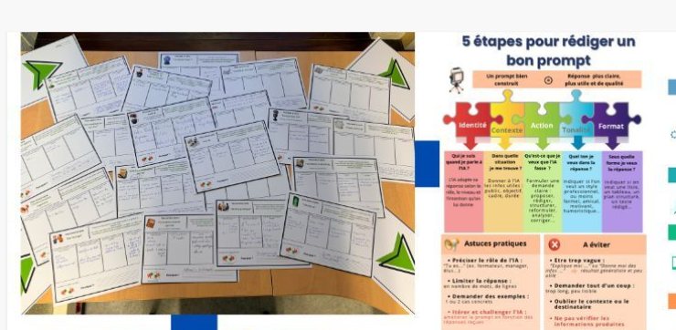 Deux visuels : des cartes à remplir dotn on ne distingue pas le contenu à cette échelle et un visuel ds étapes d'un prompt